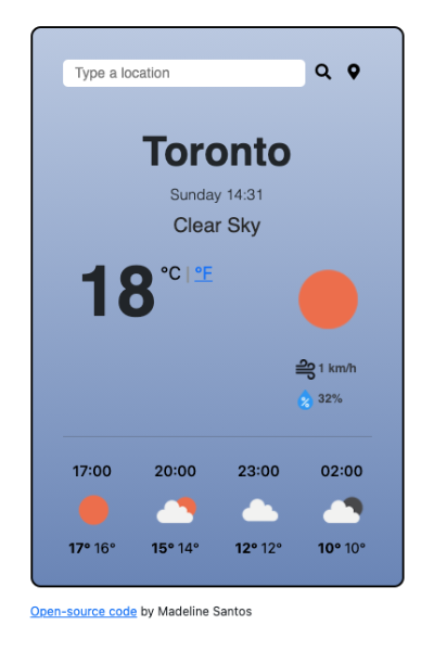 Javascript Weather App Preview